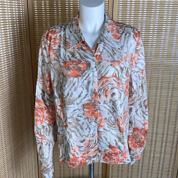 🔷Appleseed’s DreamFlex Floral Jean Jacket Size 16 - Picture 1 of 8